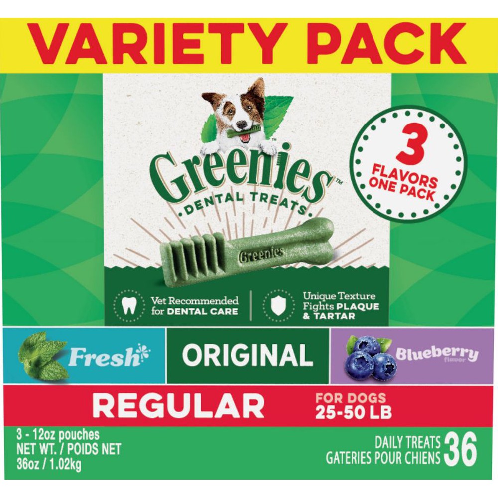 Greenies Regular Chews Flavored with Spearmint and Blueberry Dog Treat