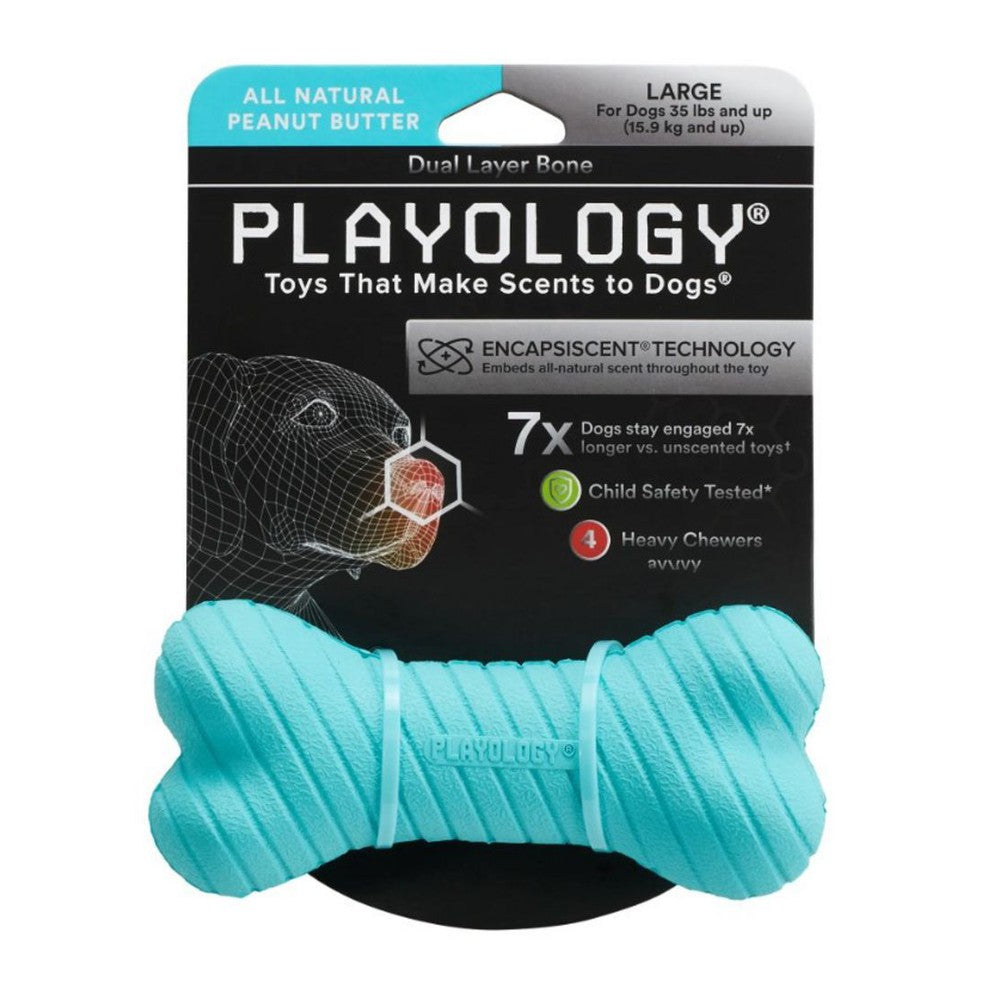 Playology Dual Layer Bone Peanut Butter Scented Dog Toy