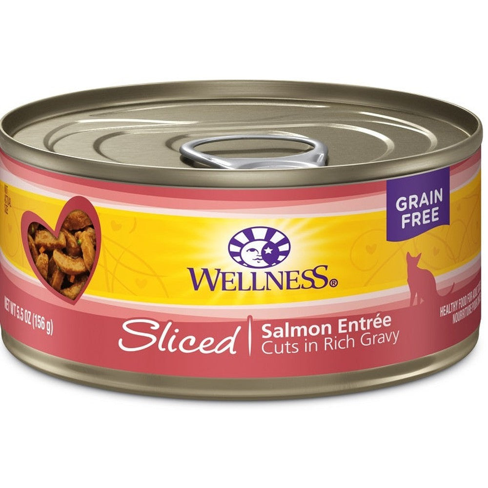 Wellness Grain Free Natural Sliced Salmon Entree Wet Canned Cat Food