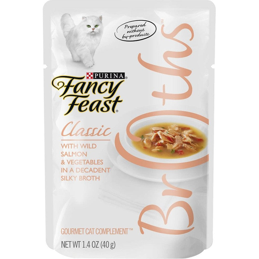 Fancy Feast Classic Broths with Wild Salmon & Vegetables Supplemental Cat Food Pouches