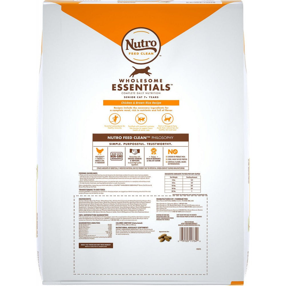 Nutro Wholesome Essentials Senior Cat Chicken and Brown Rice Dry Cat Food