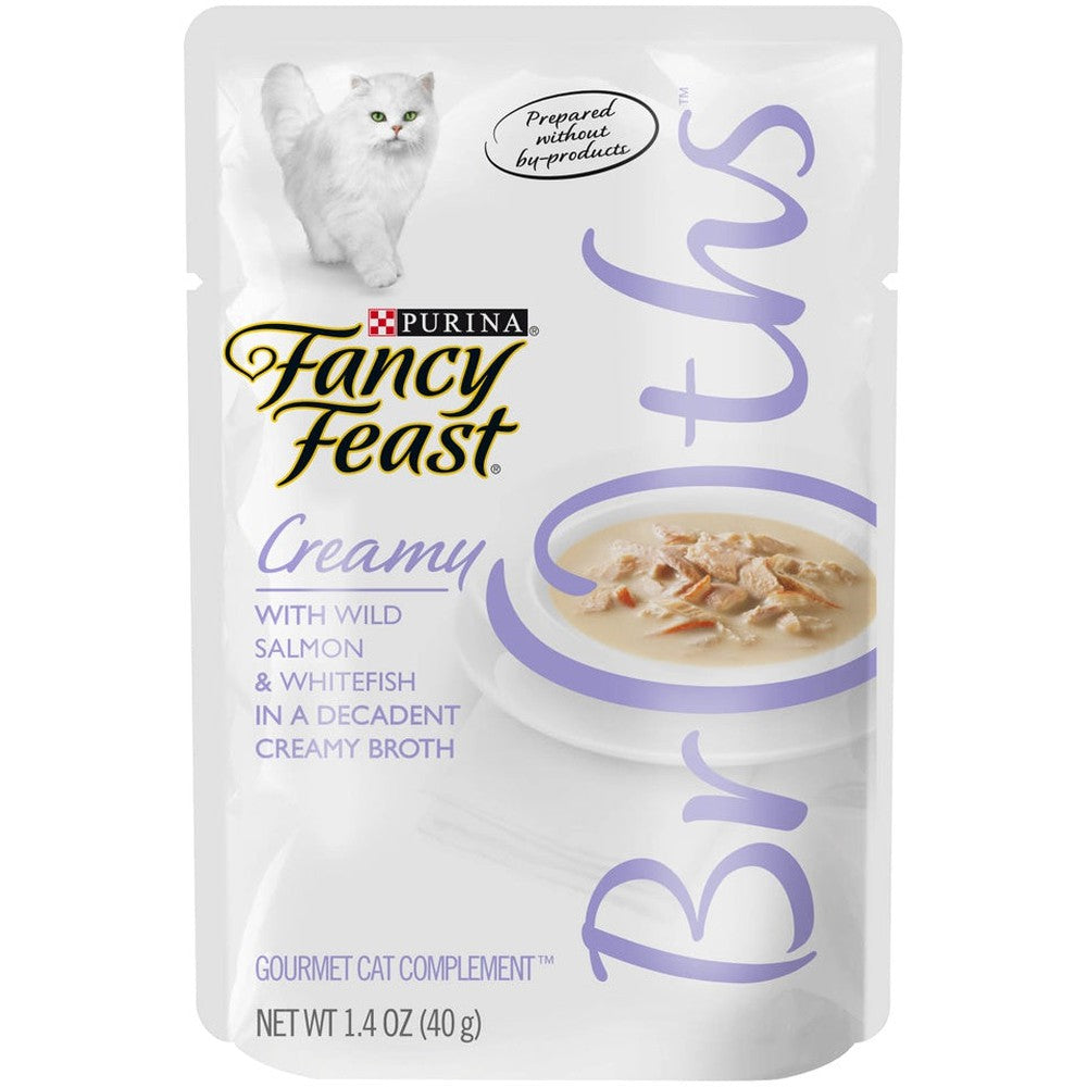 Fancy Feast Creamy Broths With Wild Salmon & Whitefish Supplemental Cat Food Pouches