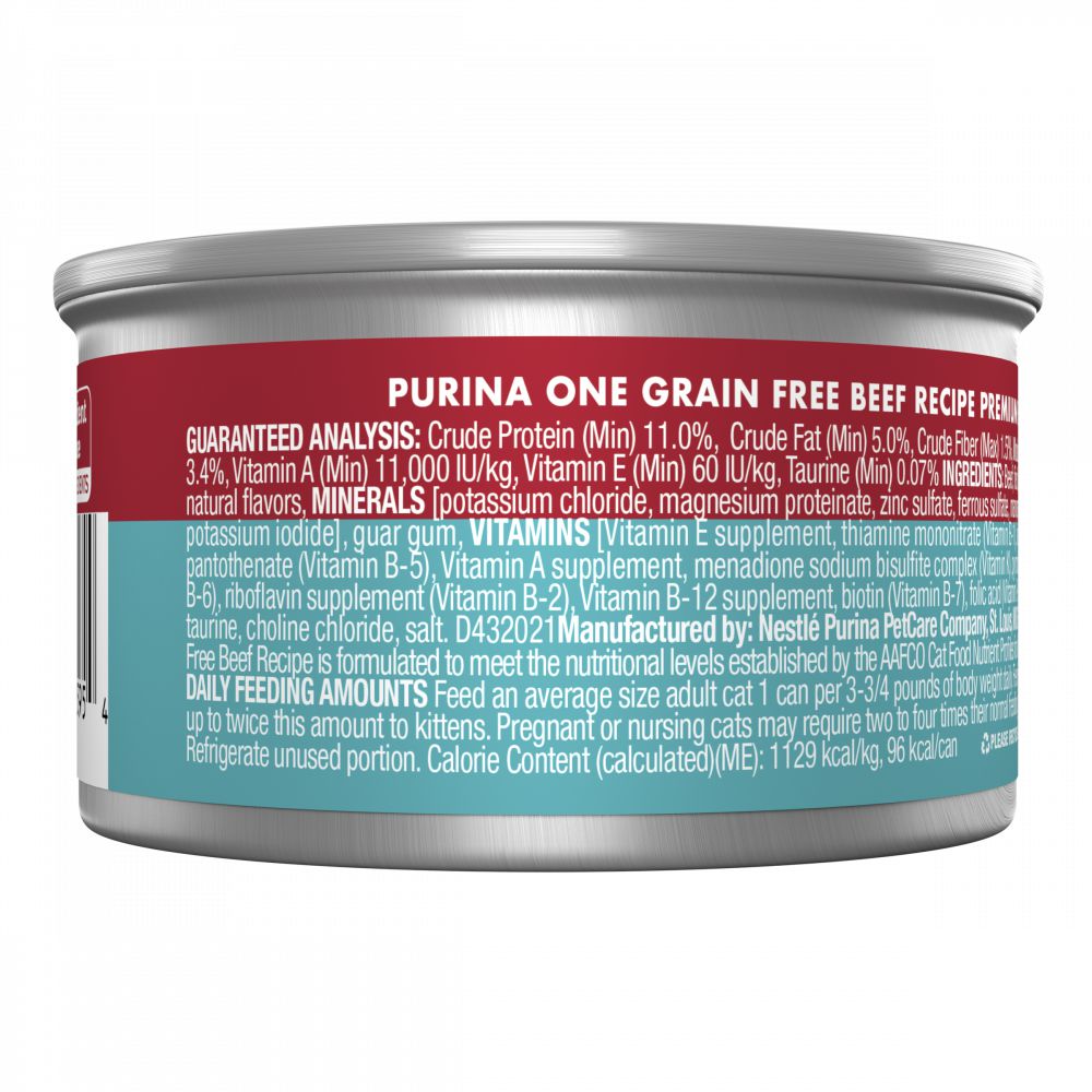 Purina ONE Grain Free Premium Pate Beef Canned Cat Food