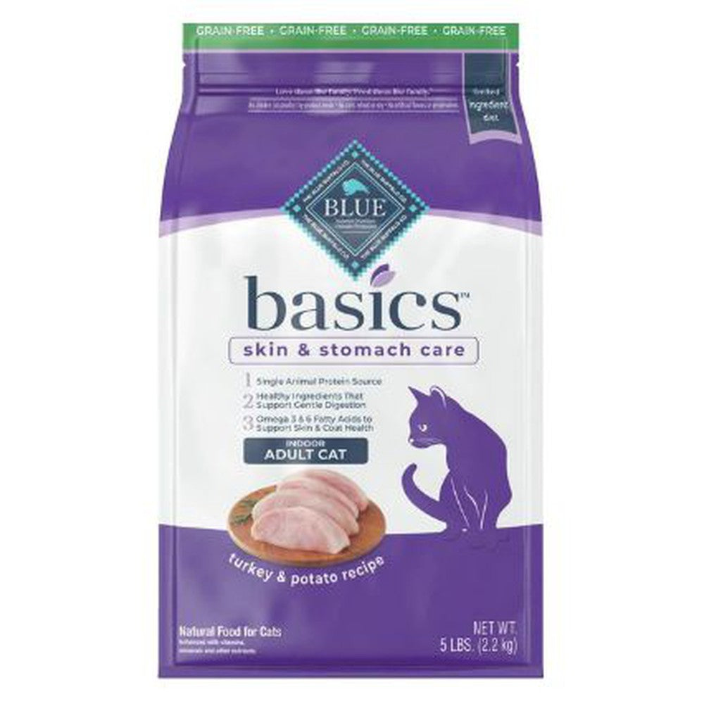 Blue Buffalo Basics Skin & Stomach Care Grain-Free Indoor Adult Turkey & Potato Recipe Dry Cat Food