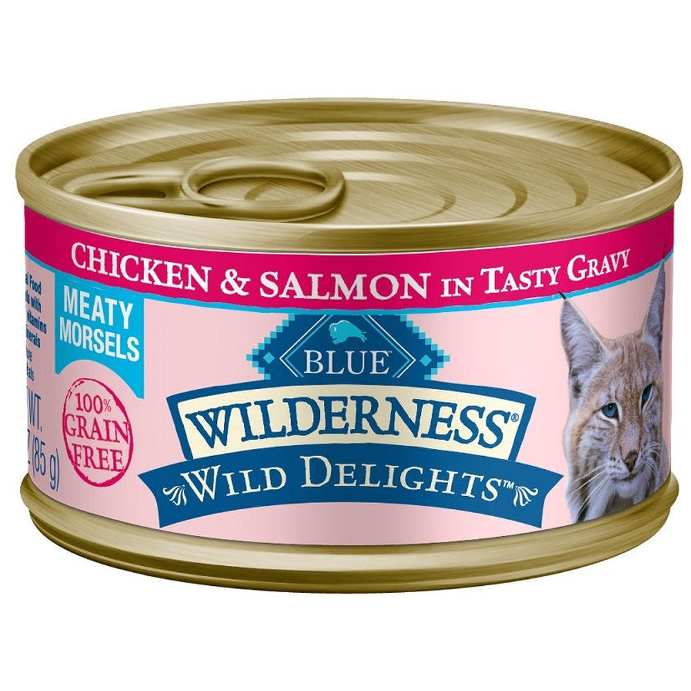 Blue Buffalo Wilderness Wild Delights Grain-Free Adult Meaty Morsels Chicken & Salmon Recipe Canned Cat Food