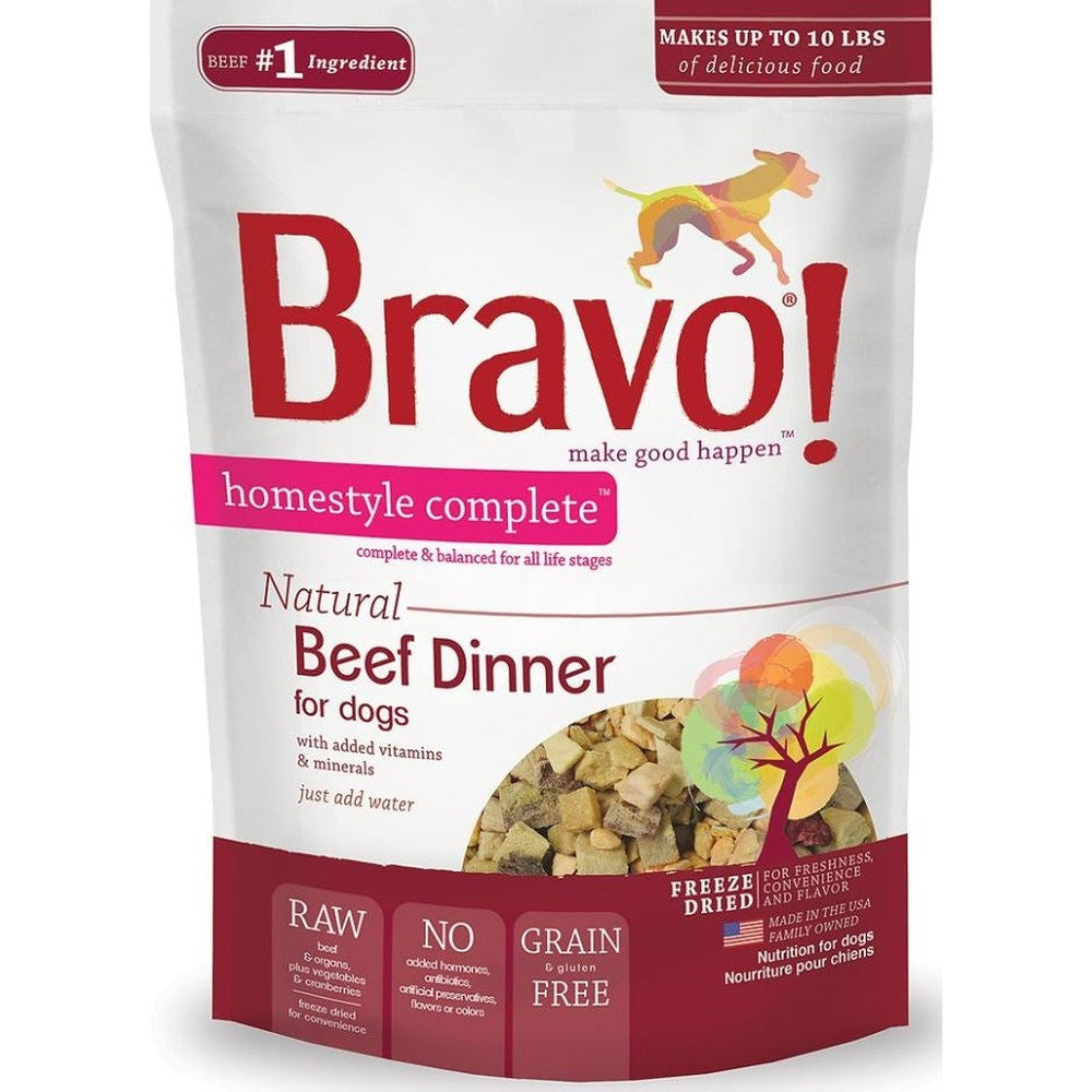 Bravo! Freeze Dried Homestyle Complete Beef Dinner For Dogs Food
