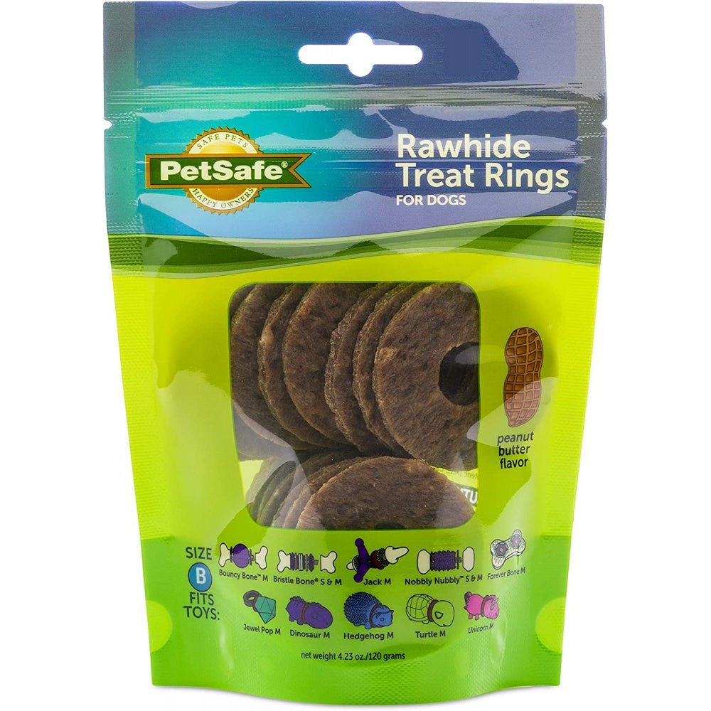 PetSafe Busy Buddy Natural Rawhide Peanut Butter Ring Treats Dog Toy Refill
