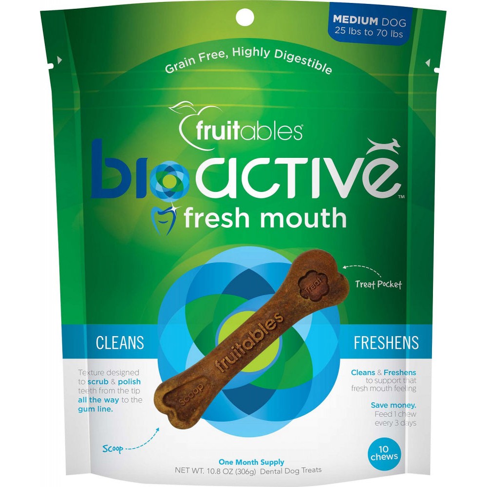 Fruitables BioActive Fresh Mouth Grain Free Dental Chews for Dogs