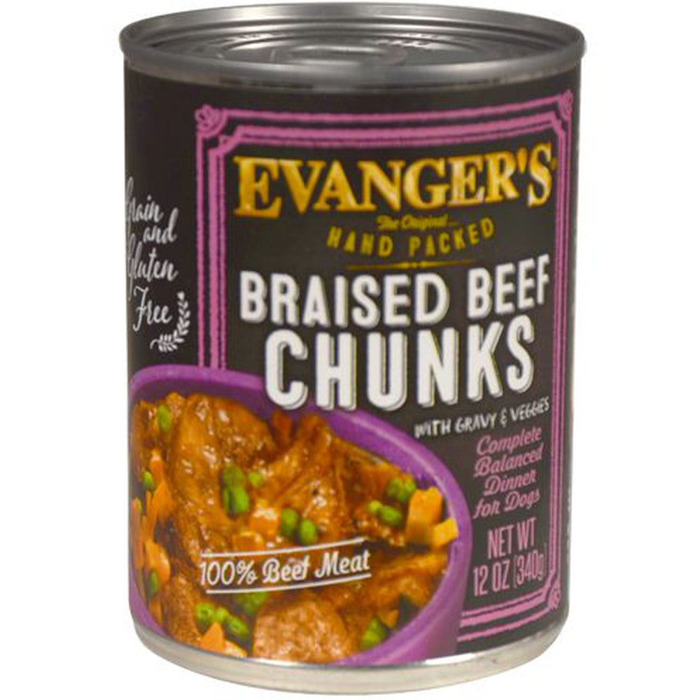 Evanger's Hand Packed Grain Free Braised Beef Chunks with Gravy Canned Dog Food