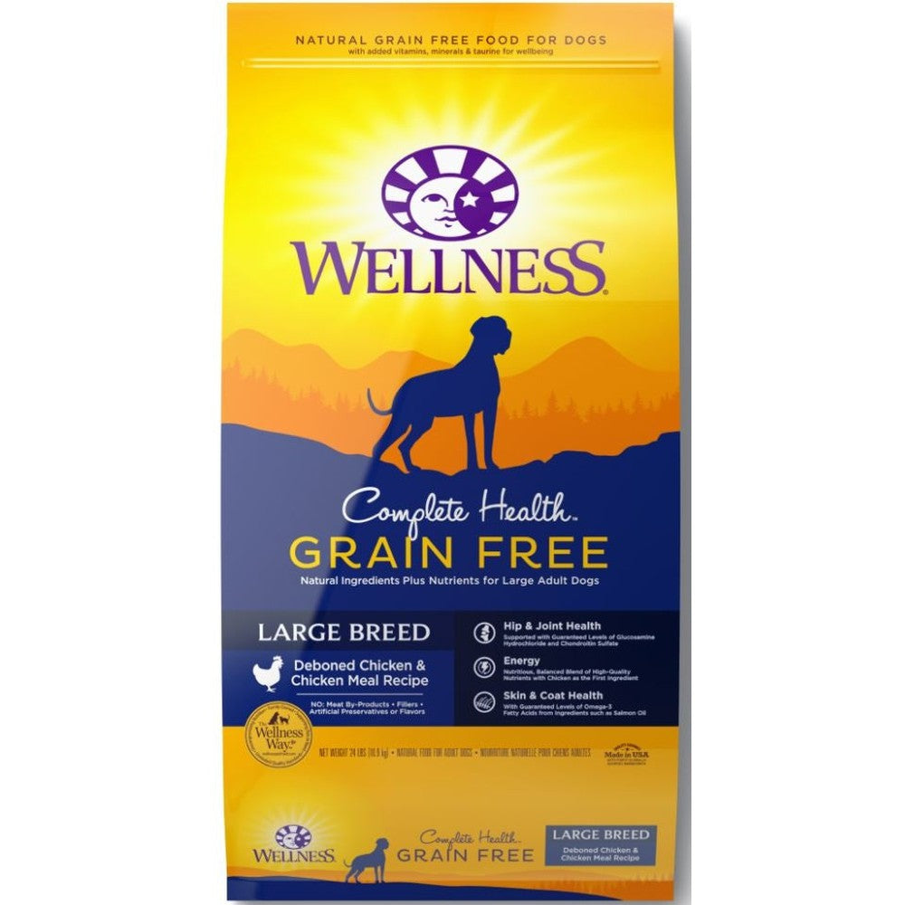 Wellness Complete Health Grain Free Large Breed Deboned Chicken and Chicken Meal Recipe Dry Dog Food