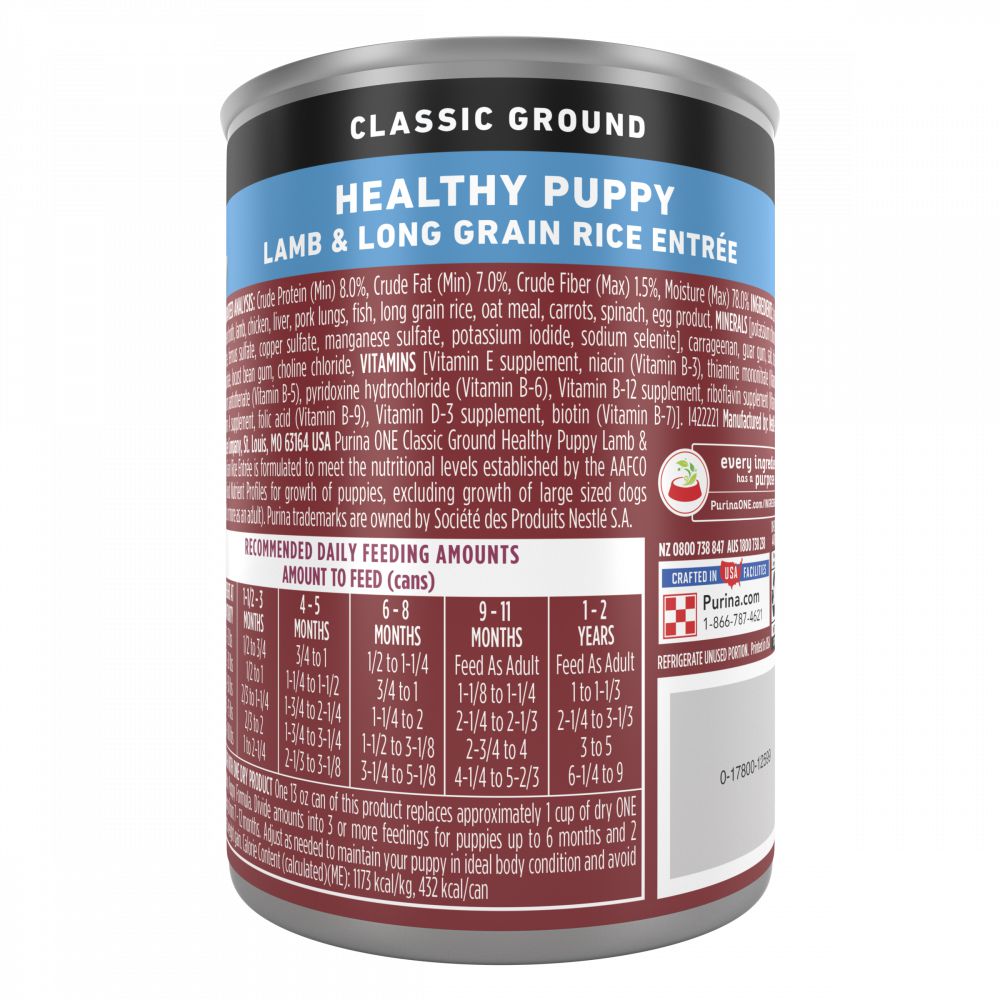 Purina ONE SmartBlend Classic Healthy Puppy Ground Lamb & Long Grain Rice Canned Dog Food