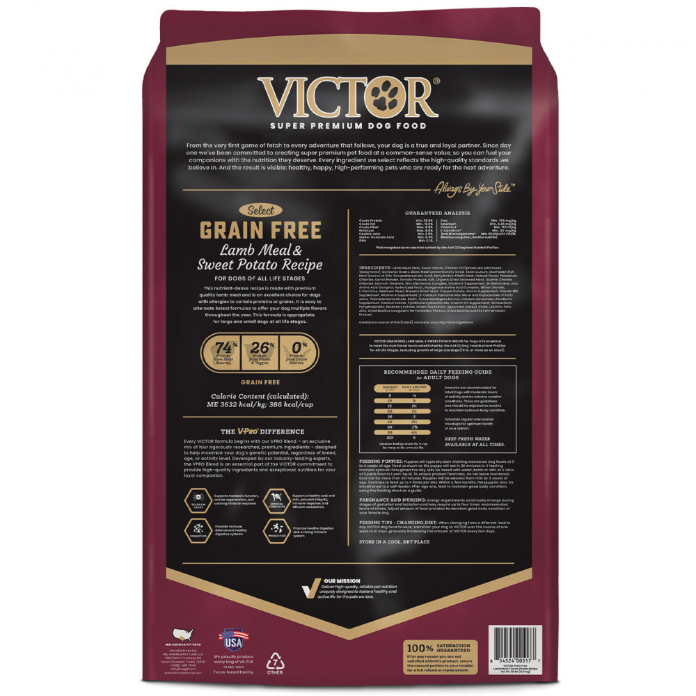 Victor Select Grain Free Lamb Meal & Sweet Potato Canine Recipe Dry Dog Food