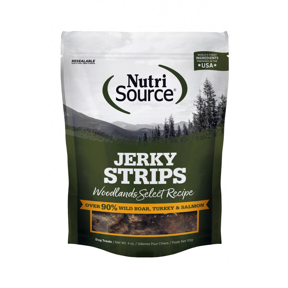 Nutrisource Woodlands Select Jerky Strips 90% Wild Boar, Turkey, & Salmon Grain Free Dog Treats
