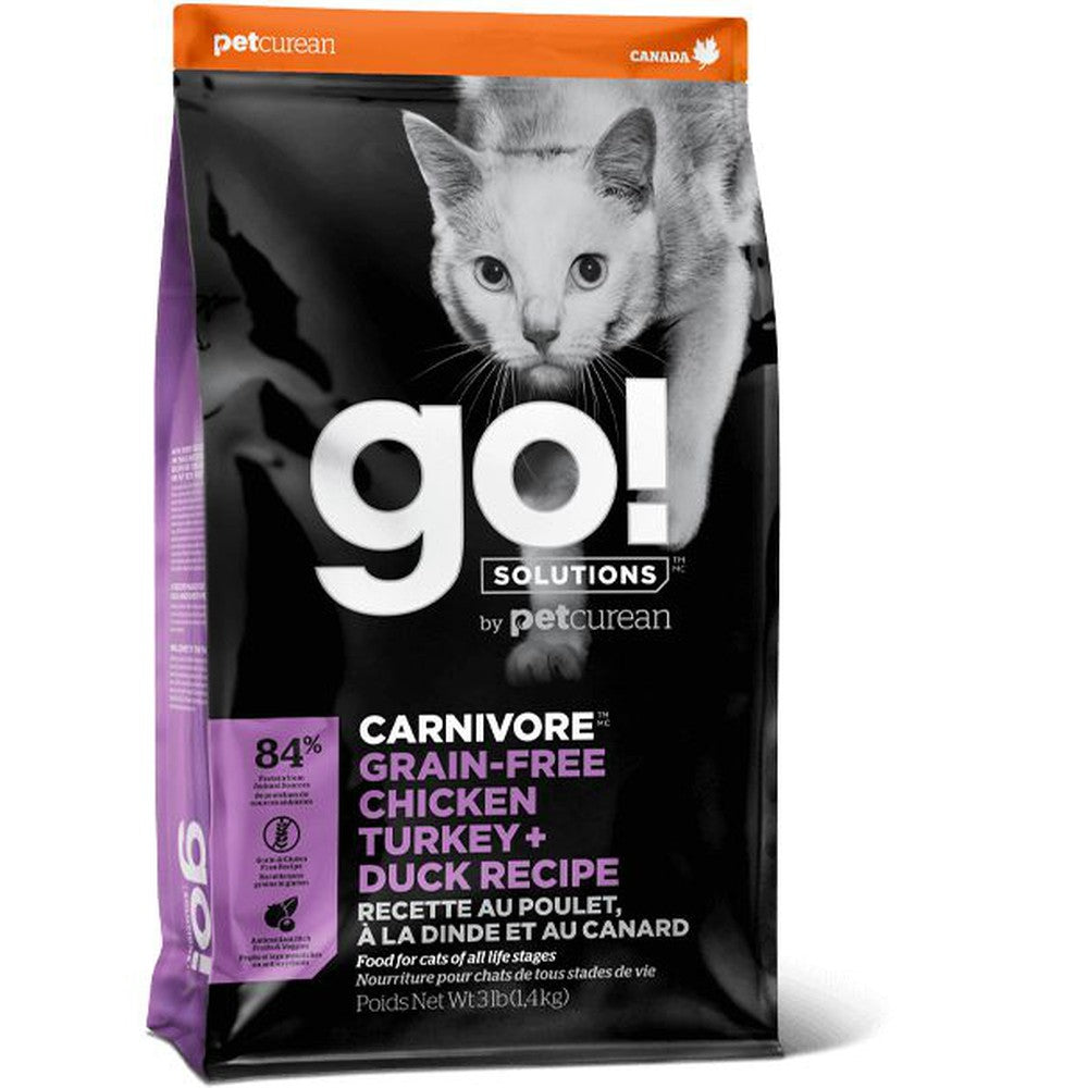 Petcurean GO! Solutions Carnivore Grain Free Chicken, Turkey, & Duck Recipe Dry Cat Food