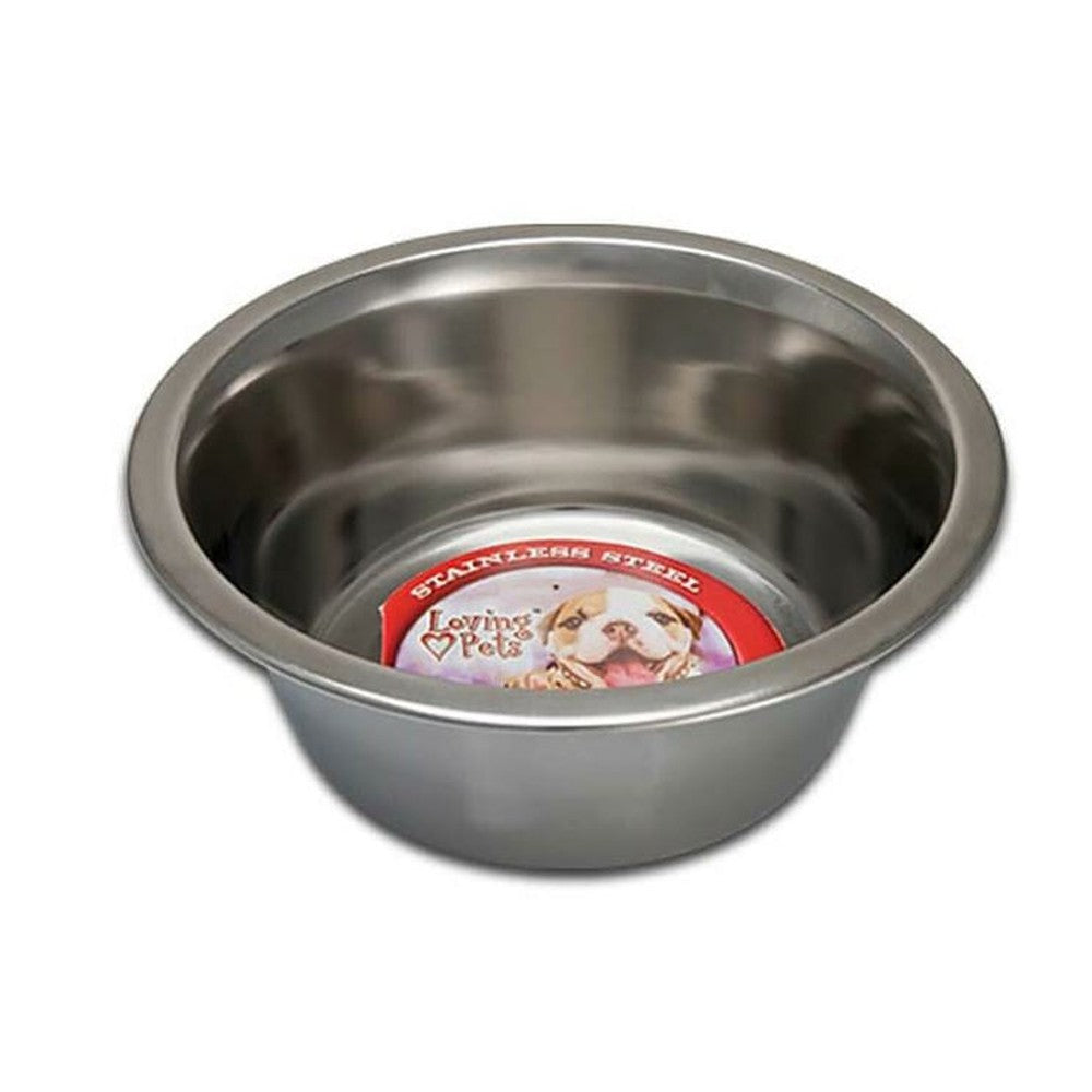 Loving Pets Quart Traditional Stainless Steel Dish Pet Bowl