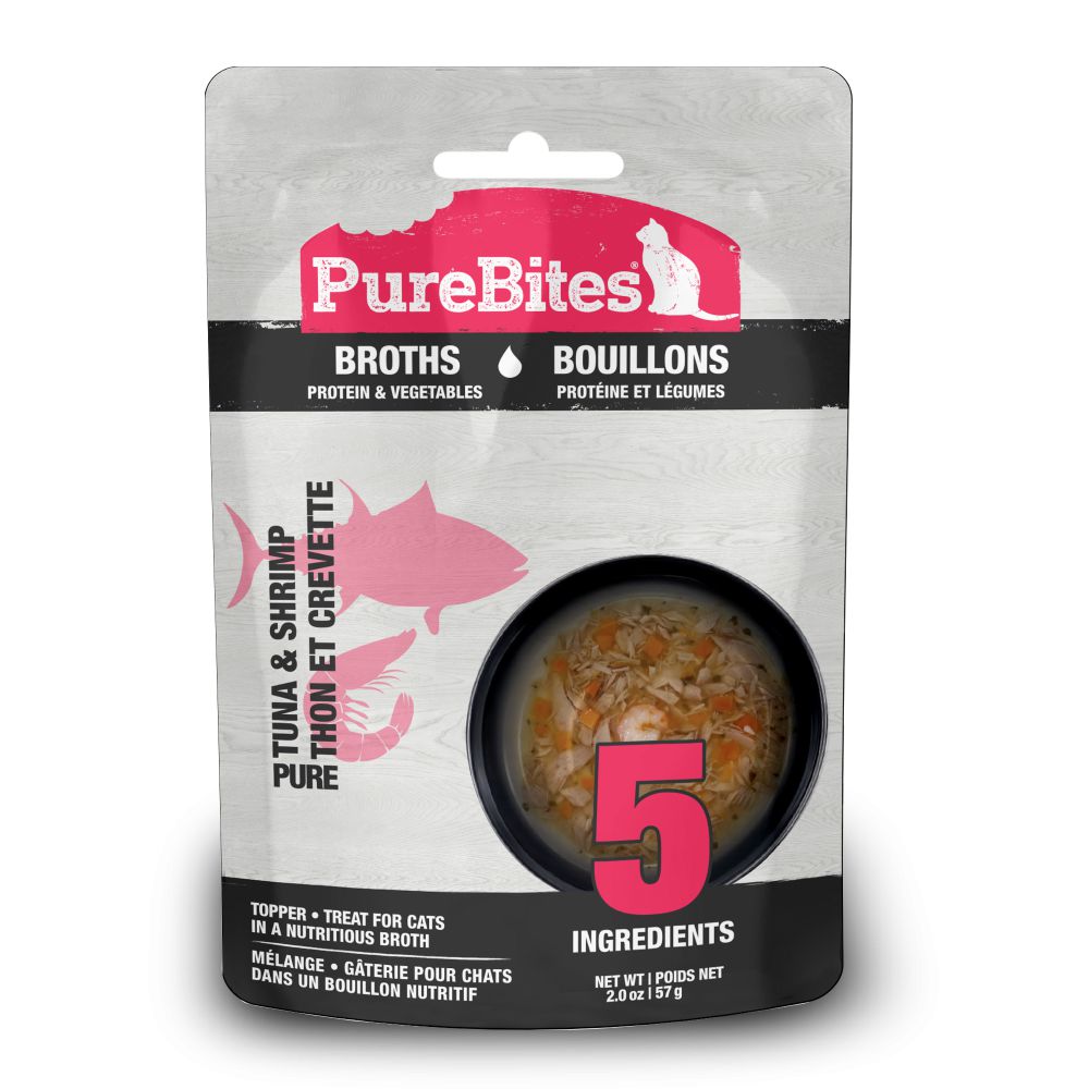 PureBites Broths Cat Treat Topper Tuna, Shrimp & Vegetables