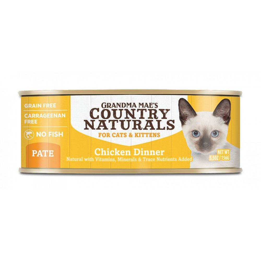 Grandma Mae's Country Naturals Grain Free Chicken Dinner Pate Canned Food for Cats