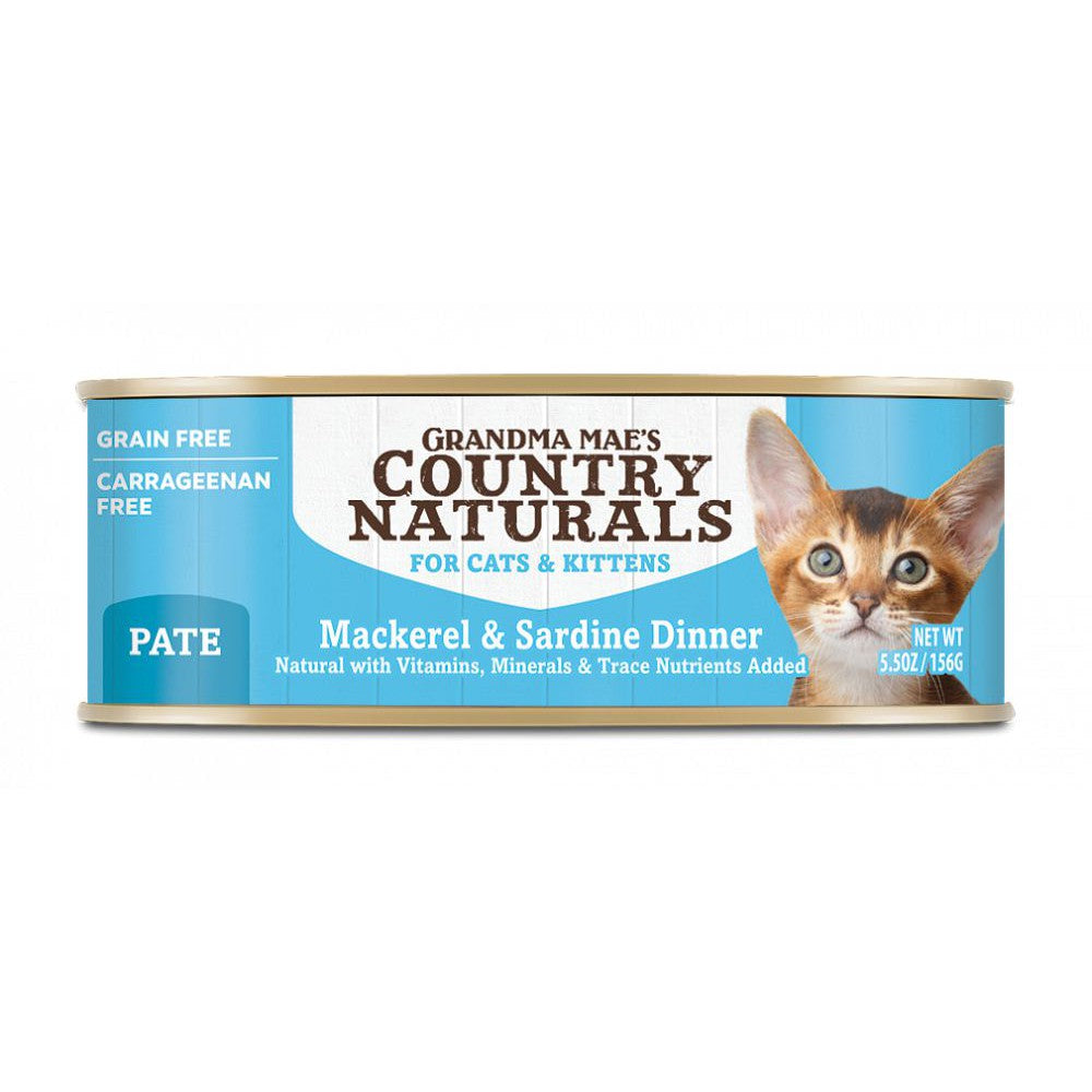 Grandma Mae's Country Naturals Grain Free Mackerel & Sardine Dinner Pate Canned Food for Cats