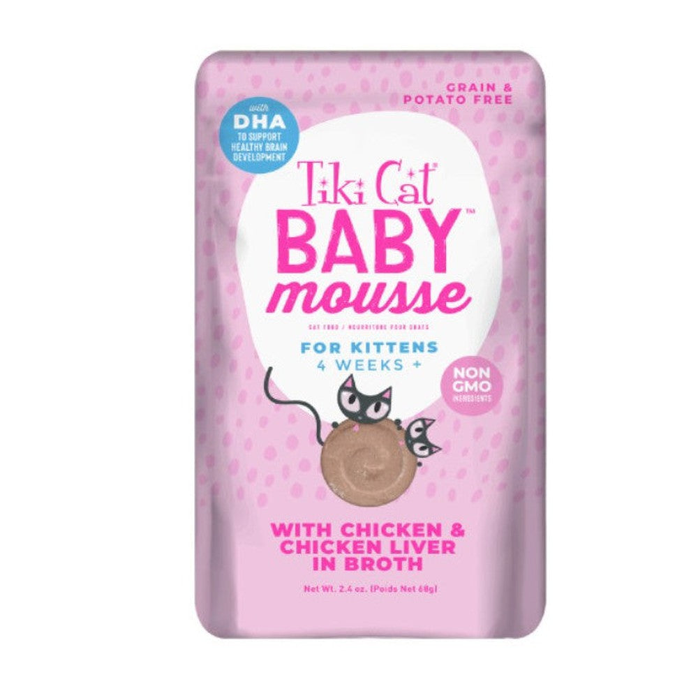 Tiki Cat Baby Mousse Chicken & Chicken Liver Wet Cat Food for Kittens Food Pouch