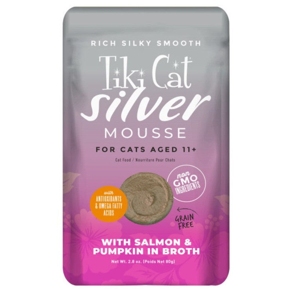 Tiki Cat Silver Mousse Salmon & Pumpkin Wet Cat Food for Senior Cats Food Pouch