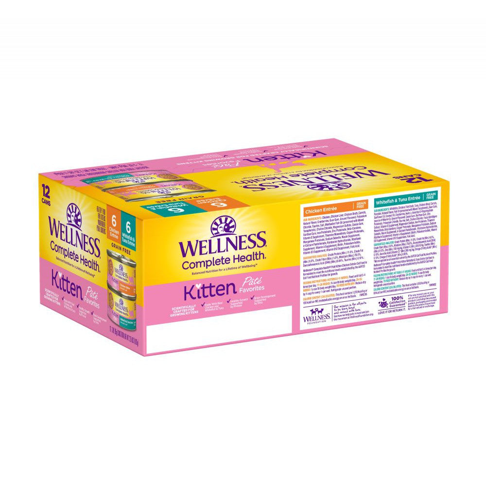 Wellness Complete Health Whitefish & Tuna and Chicken Variety Pack Kitten Canned Wet Cat Food