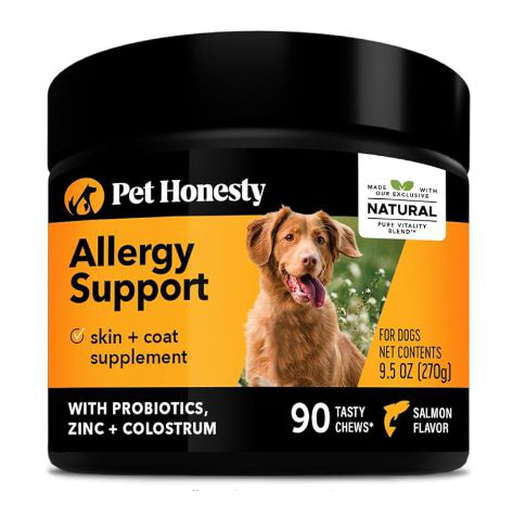 Pet Honesty Dog Allergy Support Relief Fish Oil Chews, Peanut Butter