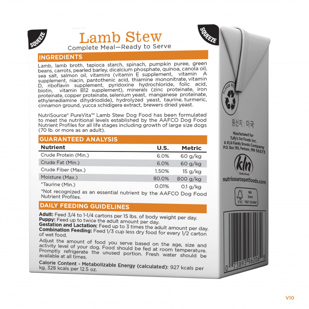 PureVita Lamb Stew Dog Food