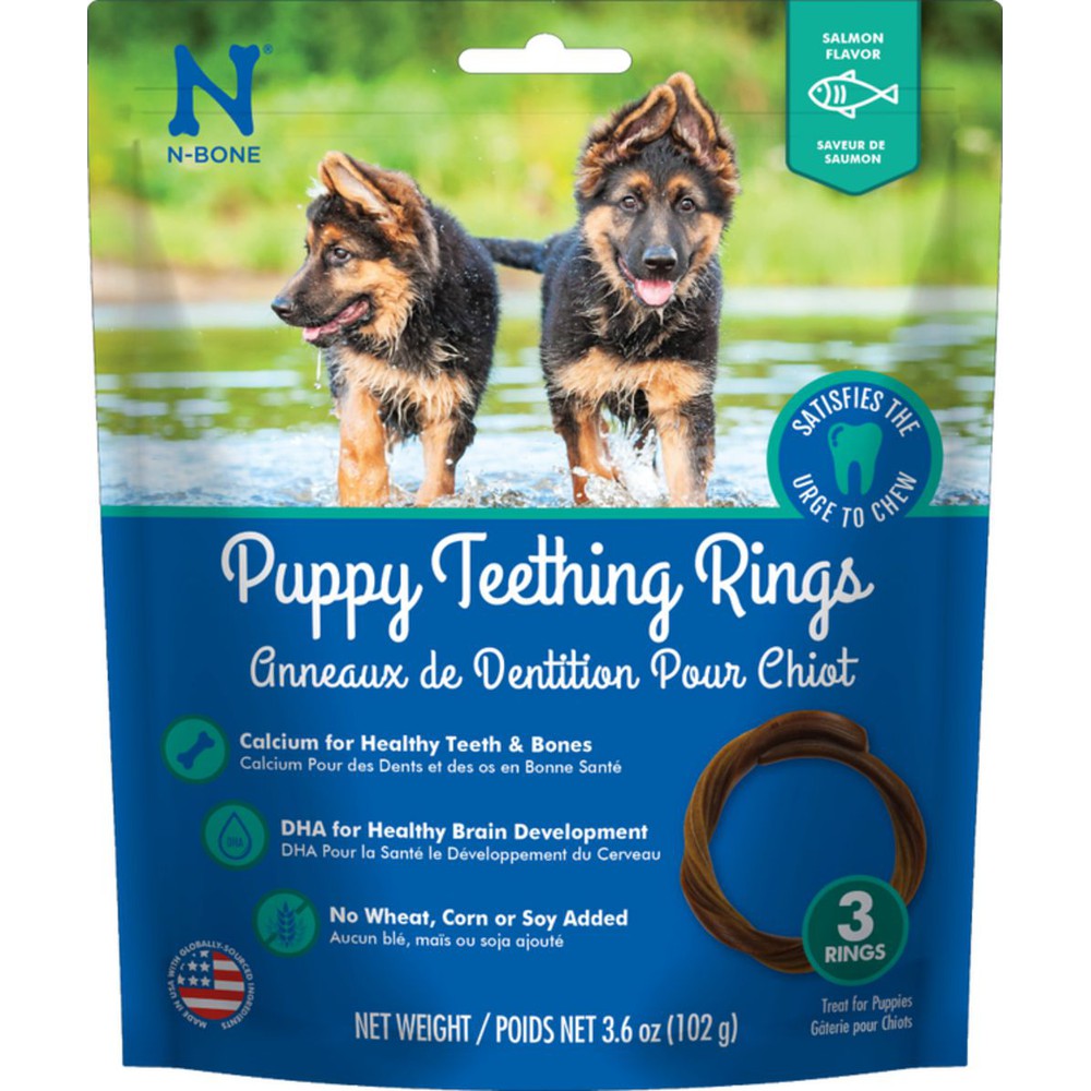 N-Bone Puppy Teething Rings Salmon Flavor 3 Rings