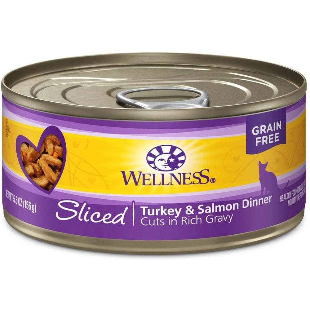 Wellness Grain Free Natural Sliced Turkey and Salmon Dinner Wet Canned Cat Food