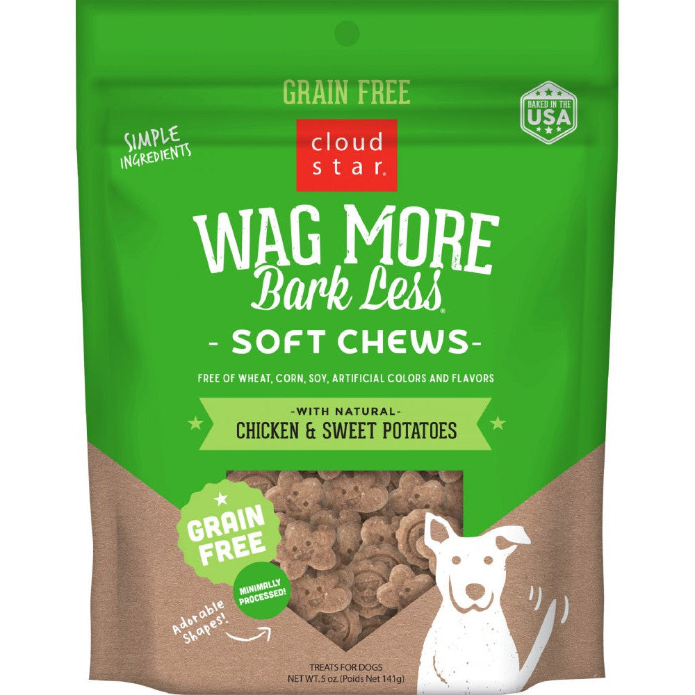 Cloud Star Wag More Bark Less Soft Chews Grain Free Chicken & Sweet Potato Dog Treats