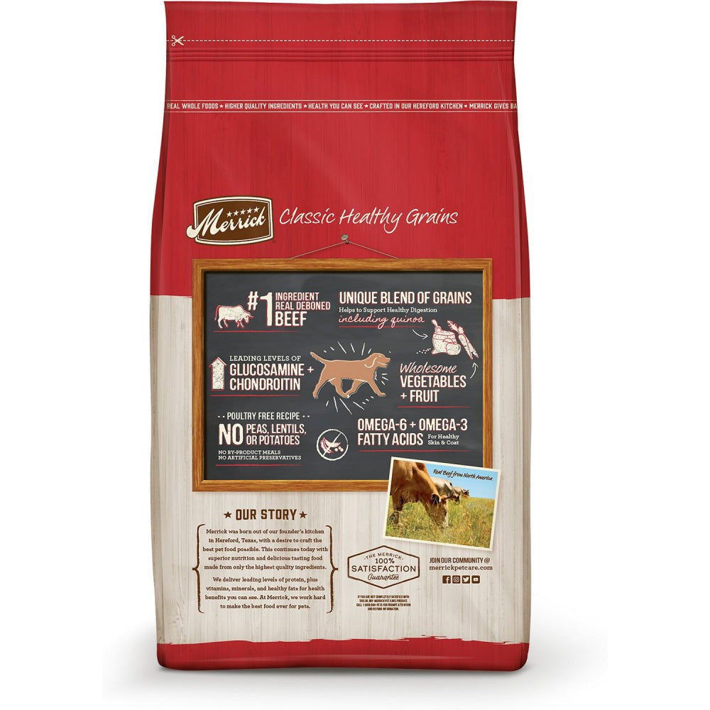 Merrick Healthy Grains Premium Adult Dry Dog Food, Wholesome And Natural Kibble With Beef And Brown Rice