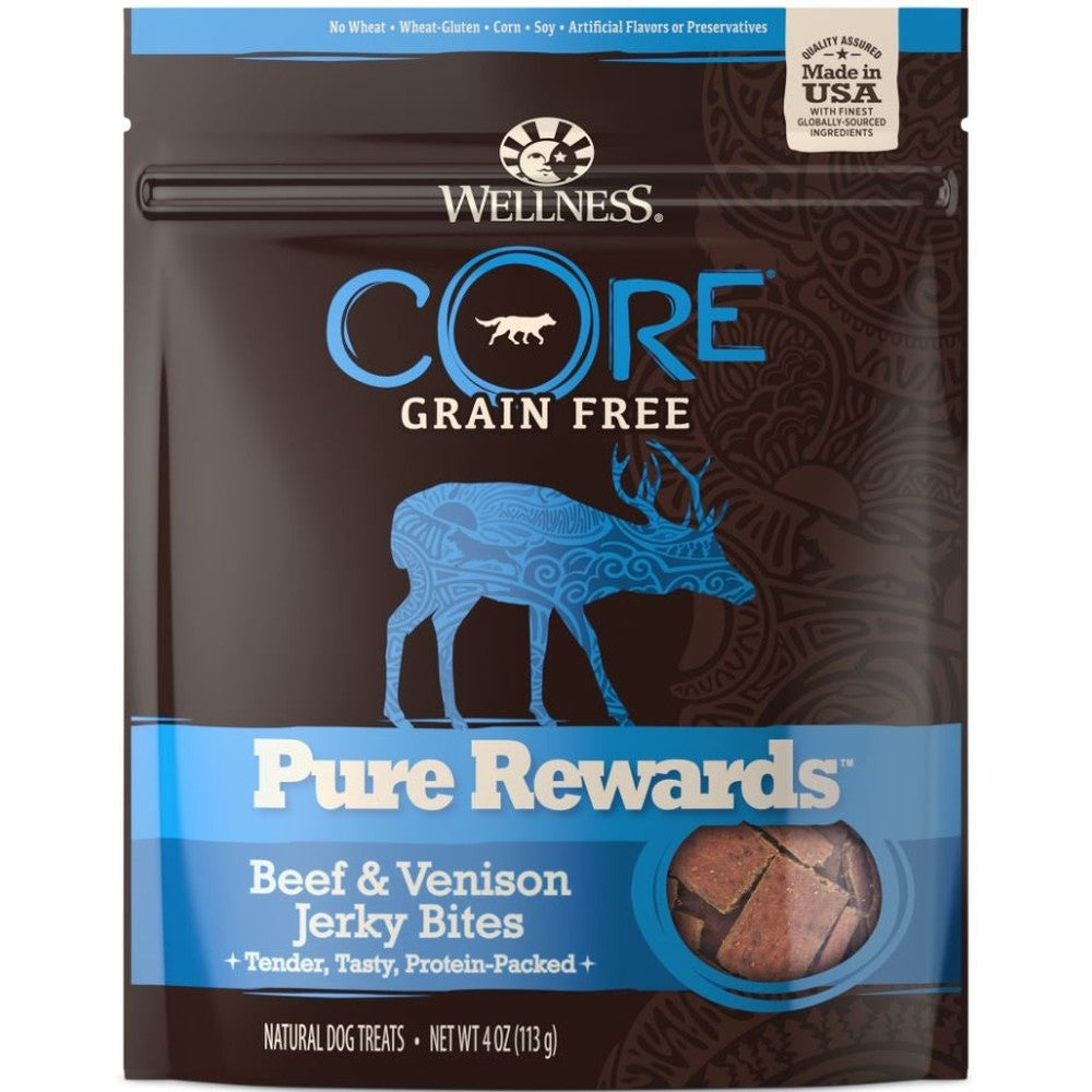 Wellness CORE Natural Grain Free Pure Rewards Beef and Venison Recipe Jerky Bites Dog Treats
