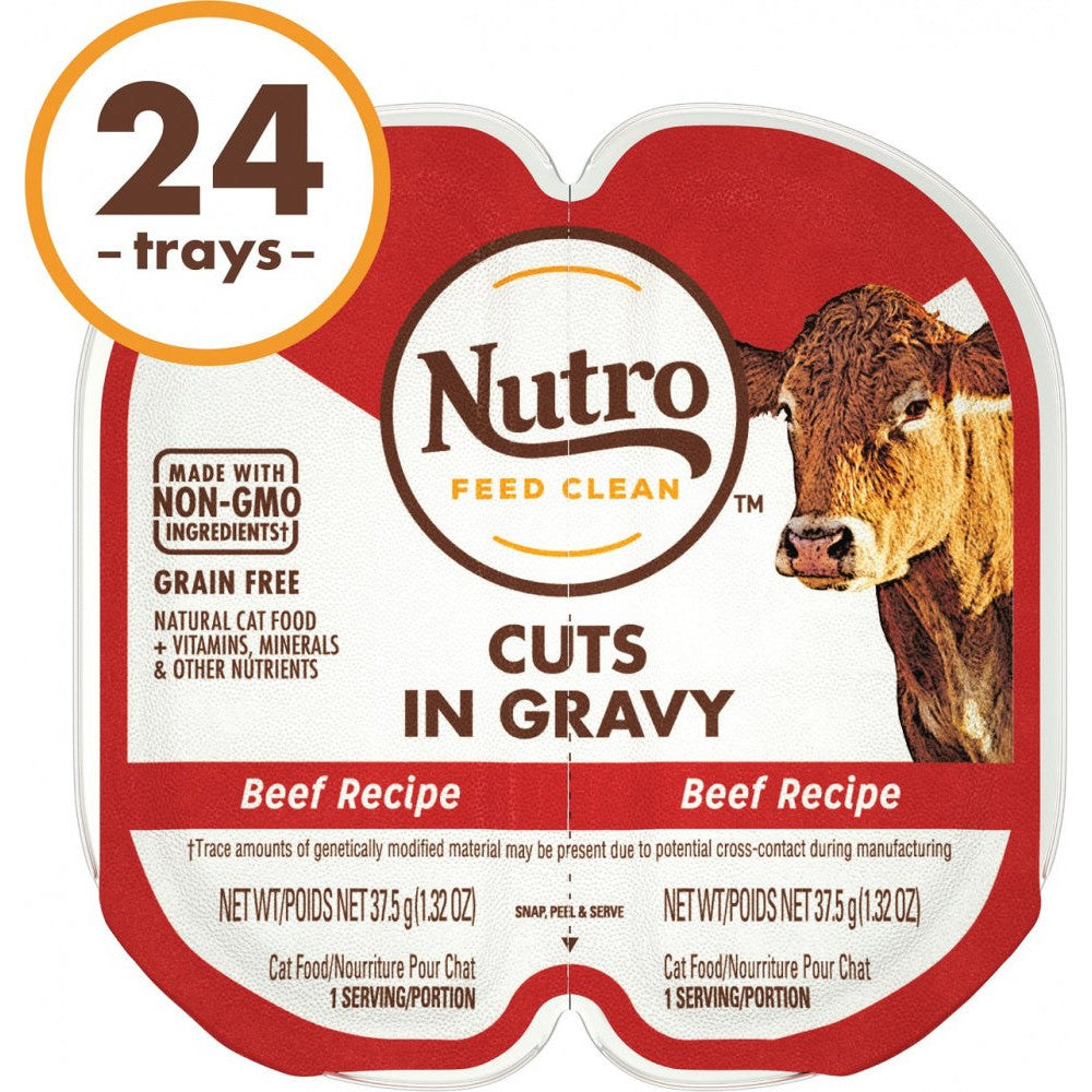 Nutro Perfect Portions Grain Free Cuts In Gravy Real Beef Recipe Wet Cat Food Trays