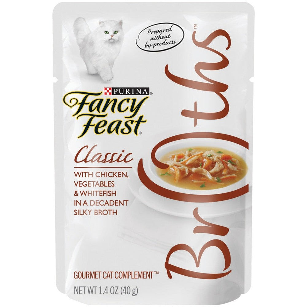 Fancy Feast Broths Classic Chicken, Vegetables & Whitefish Supplemental Cat Food Pouches