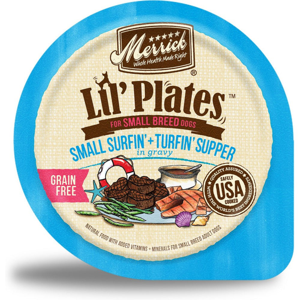 Merrick Lil' Plates Grain Free Surfin & Turfin Supper in Gravy Dog Food Tray