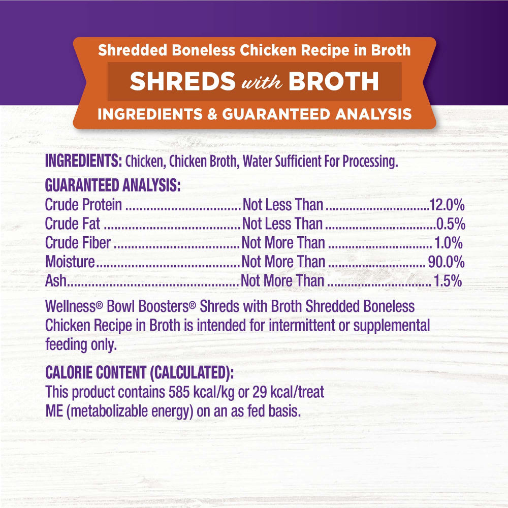 Wellness Bowl Boosters Shredded Chicken in Broth Wet Cat Topper