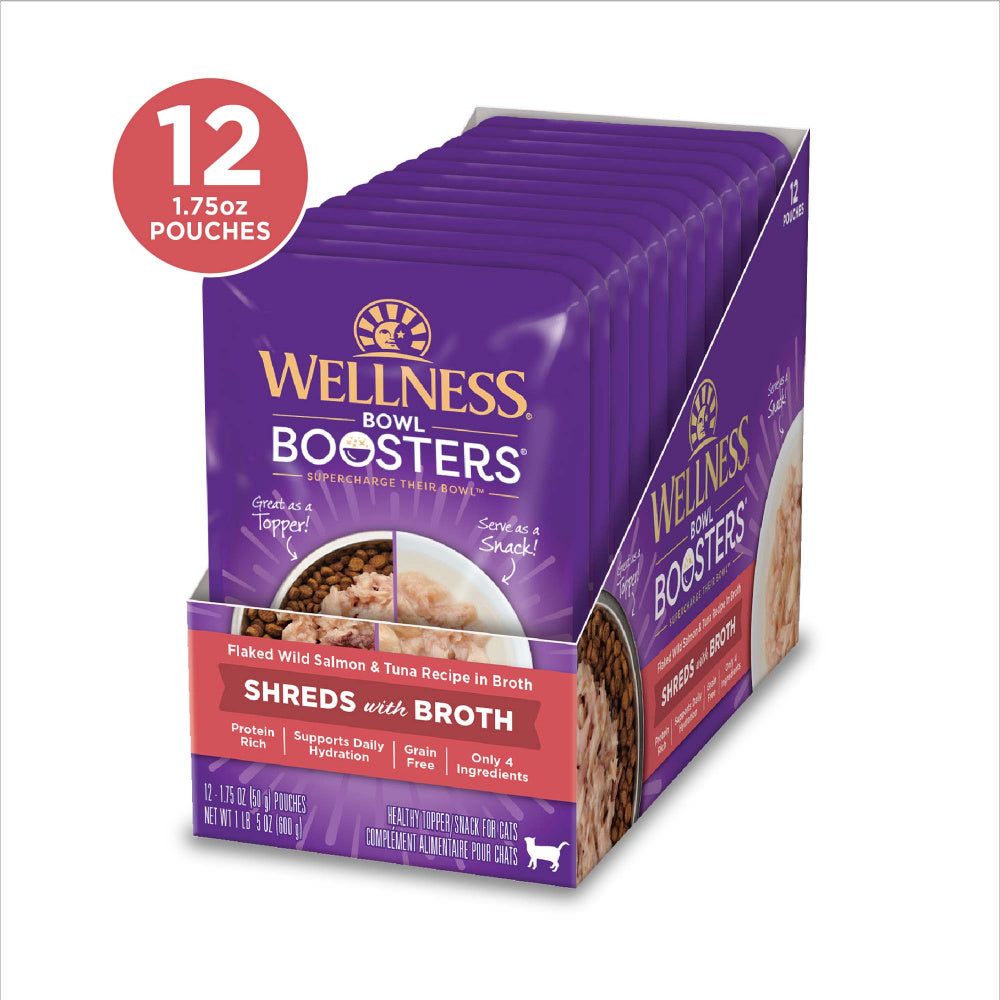 Wellness Bowl Boosters Flaked Salmon & Tuna in Broth Wet Cat Food Topper